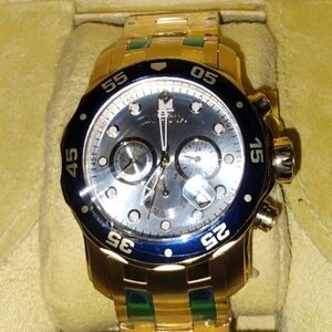 Gold and Blue Chronograph Watch